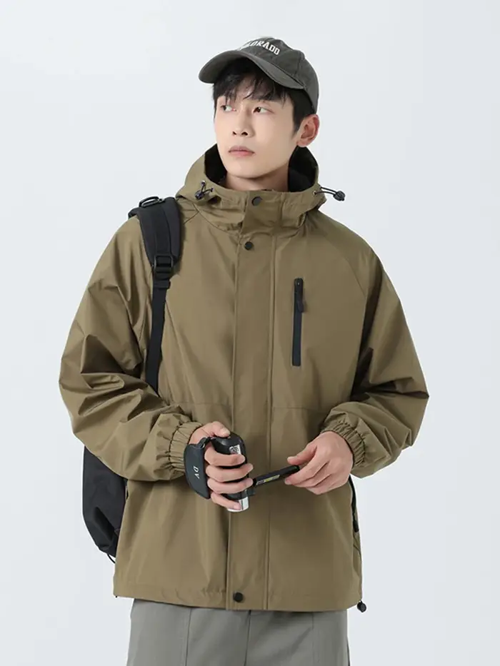 Vestes coupe-vent à capuche pour hommes 100% Polyester extérieur manteau coupe-vent hydrofuge coupe 
