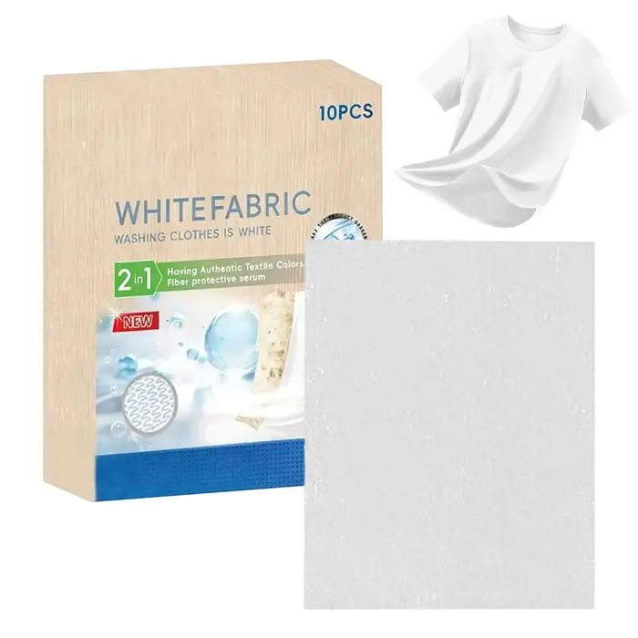10 Feuilles de Blanchissant Textile Blanc pour Lave-Linge – Restaure la Blancheur du Coton