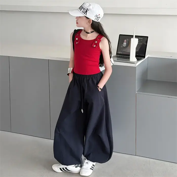 Vêtements pour enfants de 5 à 14 ans, ensembles de vêtements pour adolescents, haut sans manches et 