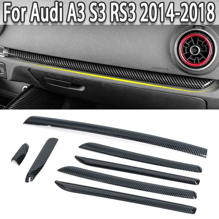 Panneau de porte de Console centrale LHD de voiture, garniture en Fiber de carbone ABS pour Audi A3 