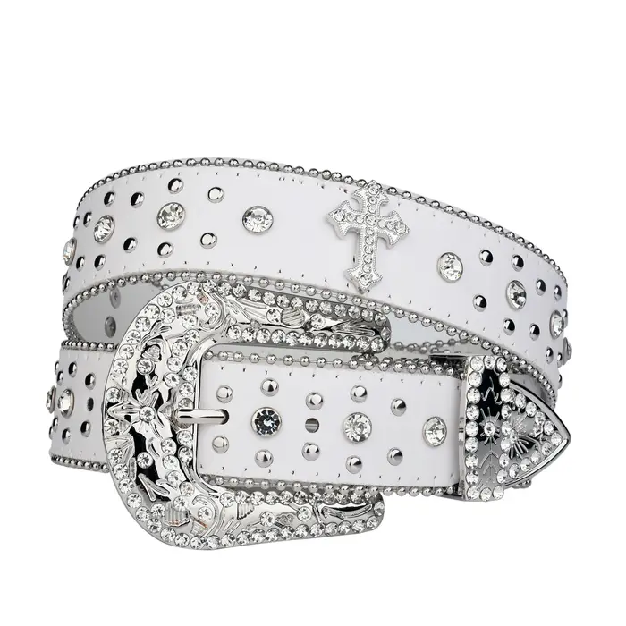 Punk strass blanc ceinture femme mâle mode western jean femme jean bijoux design de mode Y2K jean ce