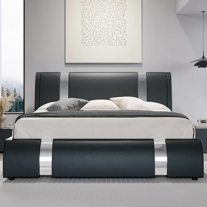 Cadre de lit moderne en similicuir OMIC pour salle de bain, planche de sauna réglable, décor de pièc