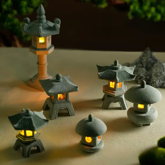 Mini pagode lanterne lumière jardin Statue Micro paysage Aquarium Zen cour Aquarium bonsaï Zen jardi