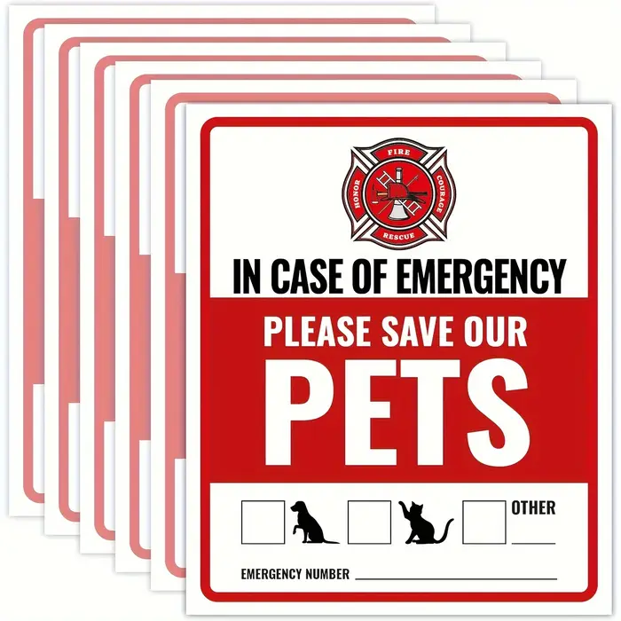 4 autocollants d'alerte d'urgence pour animaux de compagnie, lot de 4, résistants aux UV et à l'eau,