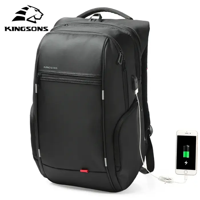 Kingsons-Sac à dos étanche pour homme et femme, avec chargeur USB, pour l'école, antivol, pour ordin
