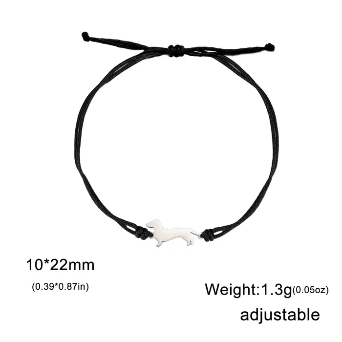 Teckel chien bracelets porte-bonheur pour femme boîte en acier inoxydable chaîne mignon chiot animau