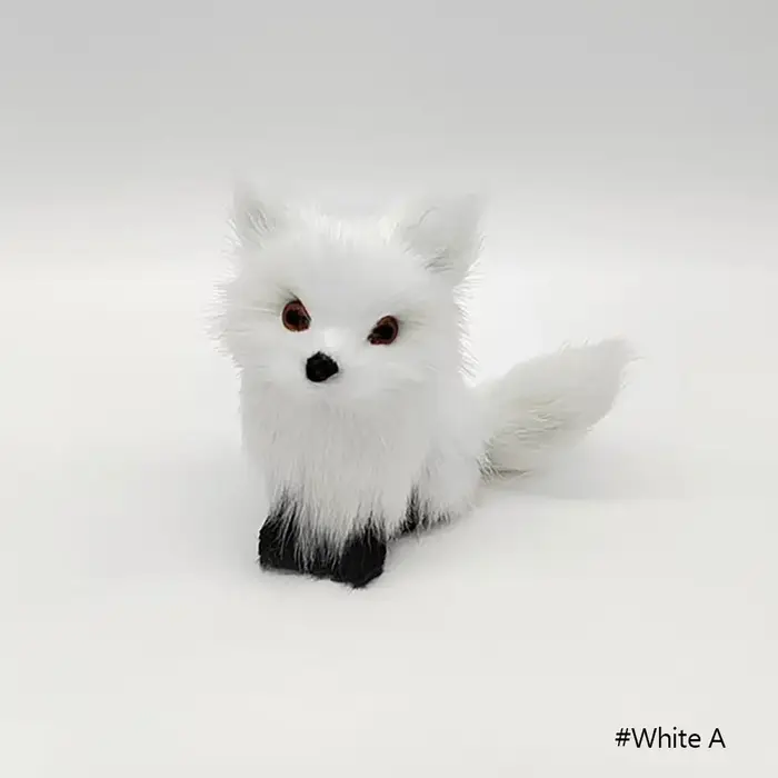 Mini renard en peluche pour la décoration de la maison, simulation de renard accroupi, figurine anim