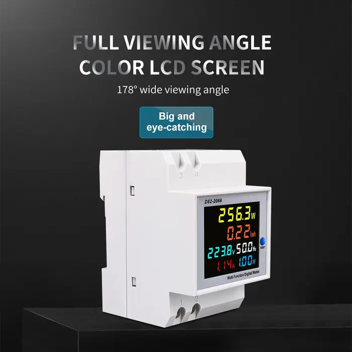 Moniteur AC sur rail din 6 en 1, 110V 220V 380V 100A, tension, courant, facteur de puissance, KWH ac