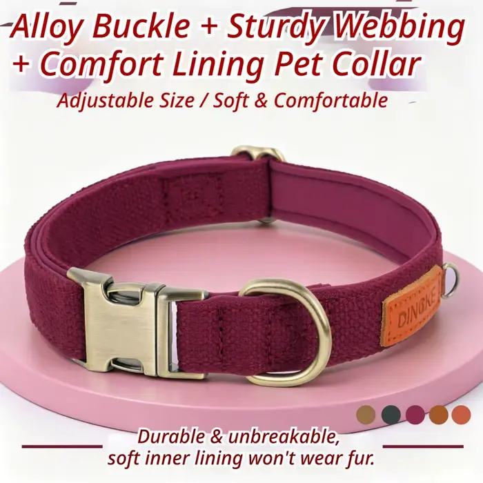 Collier pour animaux de compagnie rouge avec boucle en alliage, doublure confortable en matériau de 