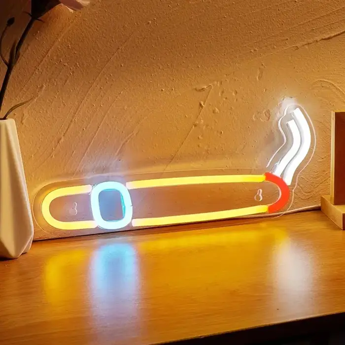 Signe de lumière néon de fumée de crâne de diversification d'homme, décor de mur de pièce de joueur,