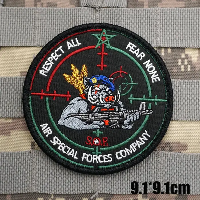 Patchs brodés tactiques militaires drapeau marocain, Badge de sac à dos avec support à crochet pour 