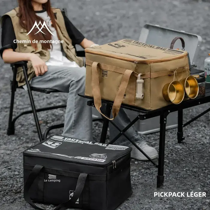 Sac de rangement de camping robuste et élégant pour hommes et femmes, idéal pour les voyages, le camping, les pique-niques et le stockage des ustensiles de cuisine
