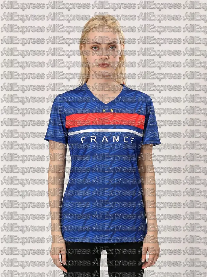 Maillot de football pour femmes de style équipe française, été, séchage rapide, respirant, t-shirt d