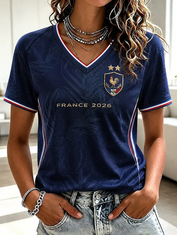 T-shirt d'entraînement de football pour supporters français édition 2026 - Impression numérique 3D -