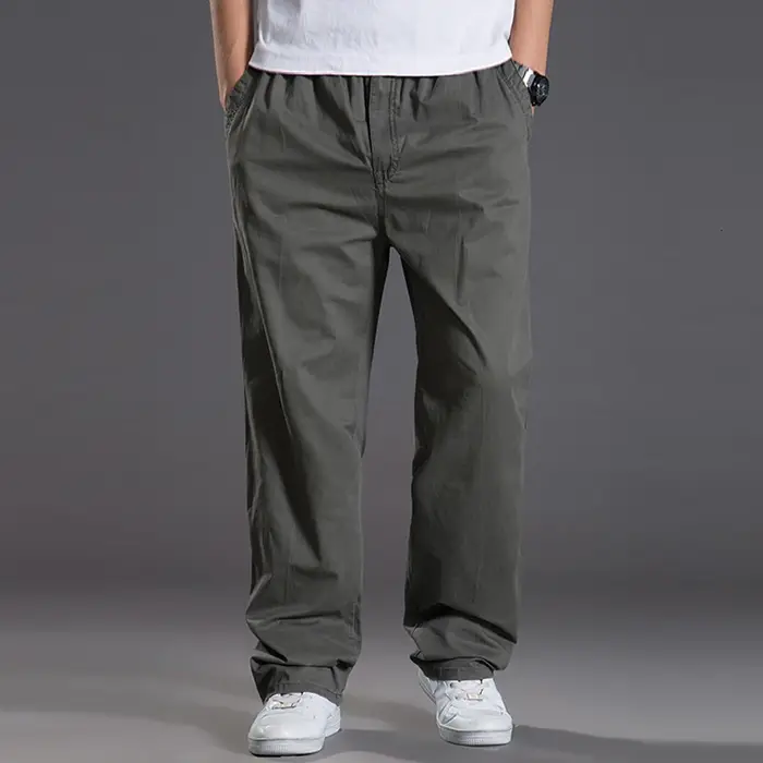 Pantalon cargo coton extensible grande taille 6XL homme - Coupe loose pour travail et détente