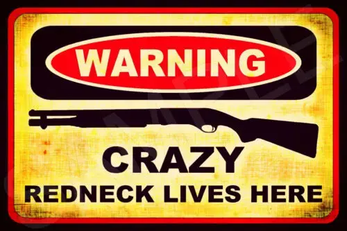 *VARNING CRAZY REDNECK* FABRIQUÉ aux États-Unis! SIGNON MÉTAL 8X12 MAN CAVE BAR KEEP OUT AMMO