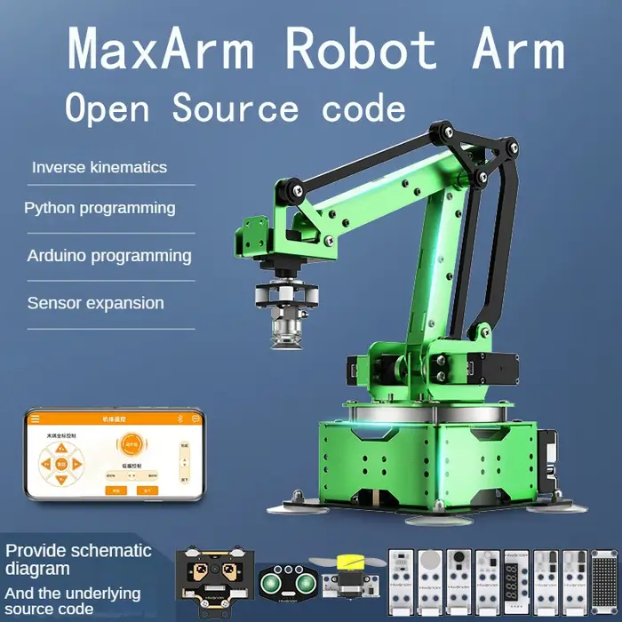 Kit de robotique MaxArm 5 axes pour Arduino et ESP32 - Multithème - Polyvalent - Pour projets et études de robotique