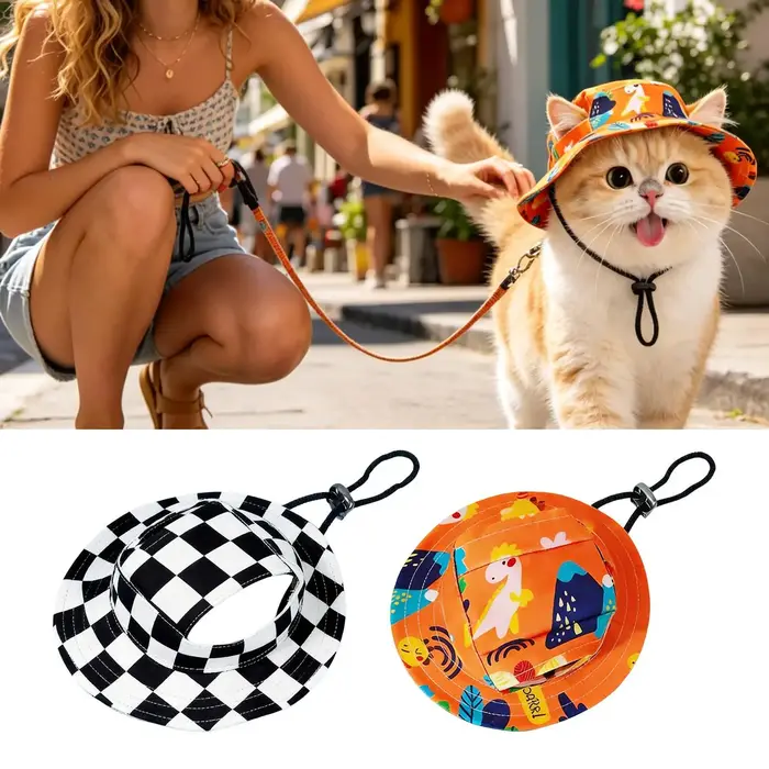 Chapeau de plage réglable pour chien avec trous pour les oreilles