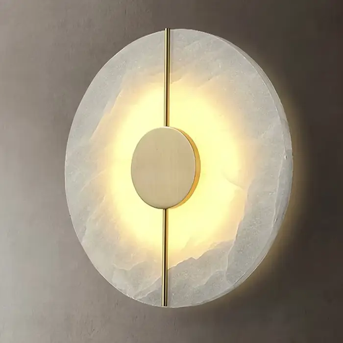Applique Murale Ronde en Marbre d'Alab84, Luminaire Décoratif d'Nik, Idéal pour un Salon, une Chambr