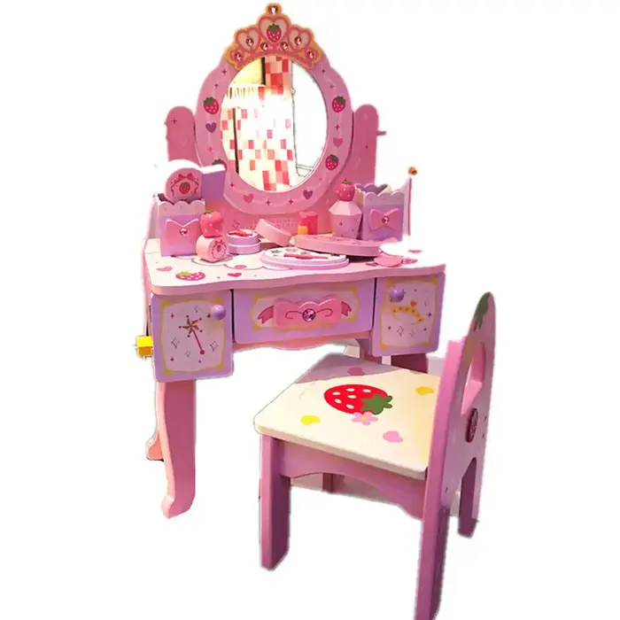 Jouets de maison en bois pour enfants, table de princesse simulée, cadeau d'anniversaire pour fille,