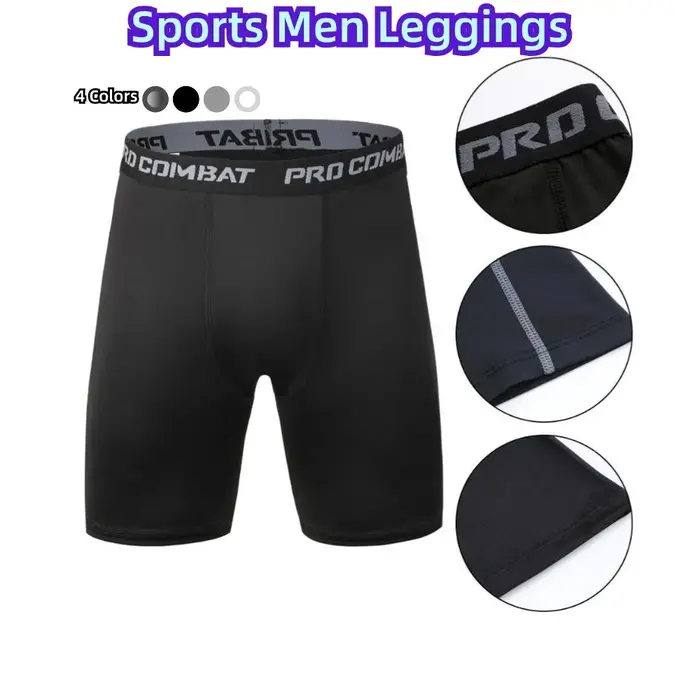 Leggings de sport pour hommes, pantalons de Compression, short quart de basket-ball, séchage rapide,