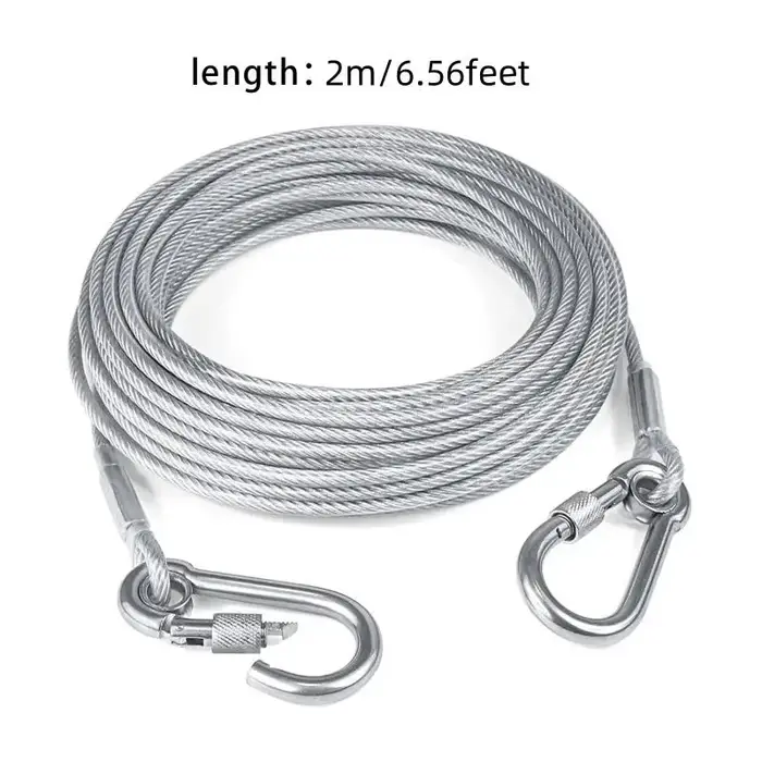 Laisse de câble d'arrimage pour chien à Double tête, corde de traction avec boucle en métal, collier