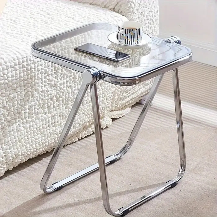 Table d'appoint pliante-table basse transparente à la mode pour salon canapé coin et balcon Table ba