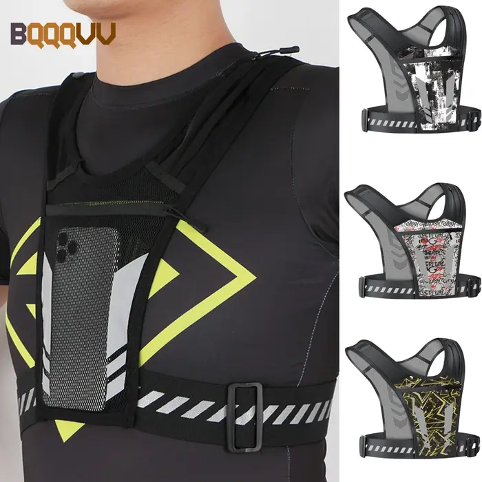 Gilet de course réfléchissant avec support pour téléphone et poche pour clés |   Sangle réglable pou