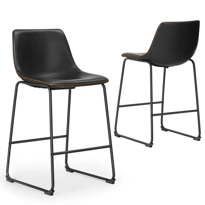 JIAN-Ensemble de 2 tabourets de bar en cuir Pu, pour salle à manger, cuisine haute, confortable, cou