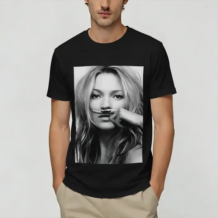 T-shirt en coton Kate Moss pour hommes, style streetwear d'été, col rond, t-shirts tendance, vêtemen