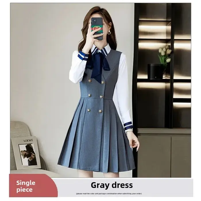 Robe gilet à manches longues pour femmes, Style Preppy professionnel, vêtements de style occidental,