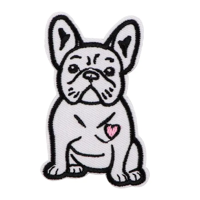 Bouledogue broderie patchs mignon chien de compagnie fer sur patchs sur vêtements bricolage robe jea