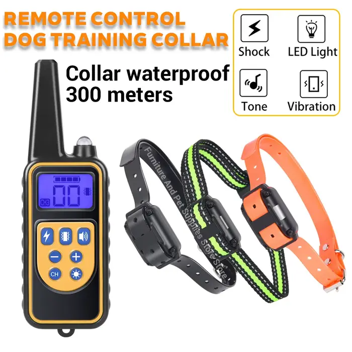 Collier de dressage électrique pour chien, étanche, pour animaux de compagnie, avec télécommande, dispositif Anti-aboiement Rechargeable, toutes tailles