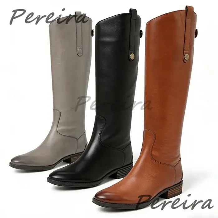 Bottes de chevalier en cuir véritable faites à la main pour hommes, bottes longues à bout pointu et 