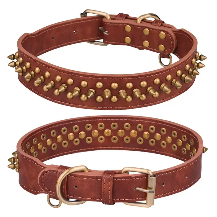 Collier pour chien clouté – Cuir PU super doux, collier pour animaux de compagnie robuste et réglabl