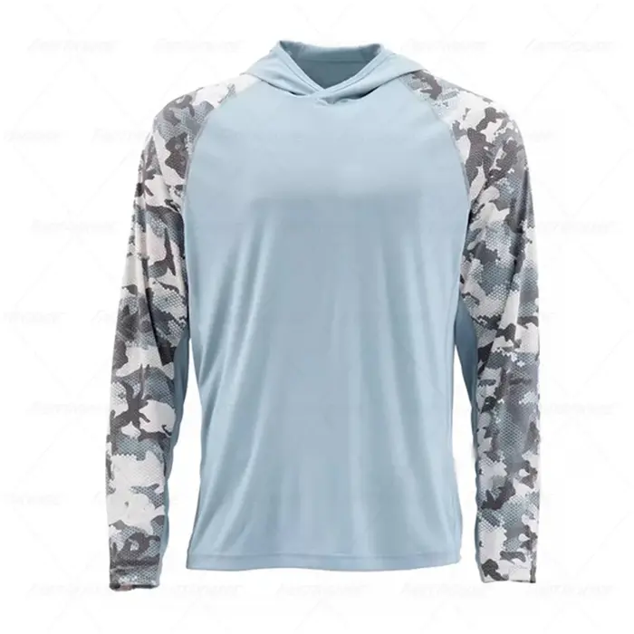 Vêtements de pêche à manches longues pour hommes, maillot respirant, protection UV, capuche, 50