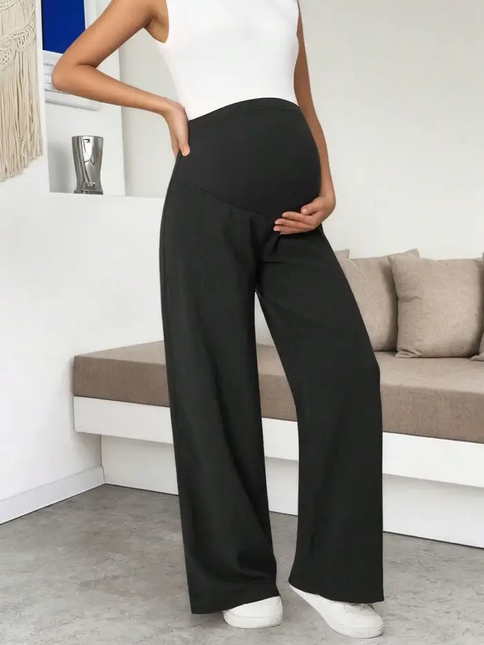 Leggings de maternité noirs pour femmes, à porter sous les robes, coupe large, taille haute, confort