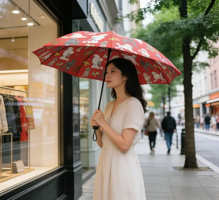 Parapluie pliant coloré à motif de caniche, imperméable, motif chien, parapluie mignon pour femmes, 