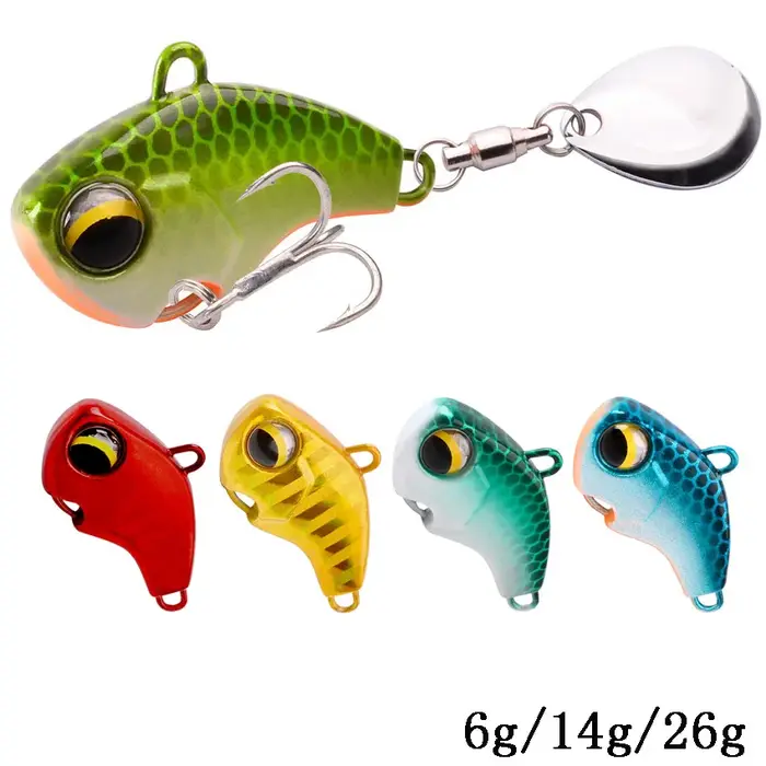 Leurre rigide vibrant en métal avec cuillère rotative, appât artificiel idéal pour la pêche au broch