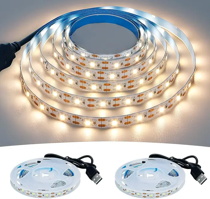Bande lumineuse LED USB 2835, 5V DC, 1- 5m, lumière blanche chaude, éclairage de fond de télévision,
