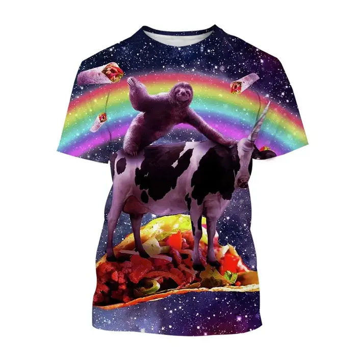 Drôle galaxie paresseux T-shirt pour hommes enfants décontracté Animal Pizza impression 3d T-shirt h
