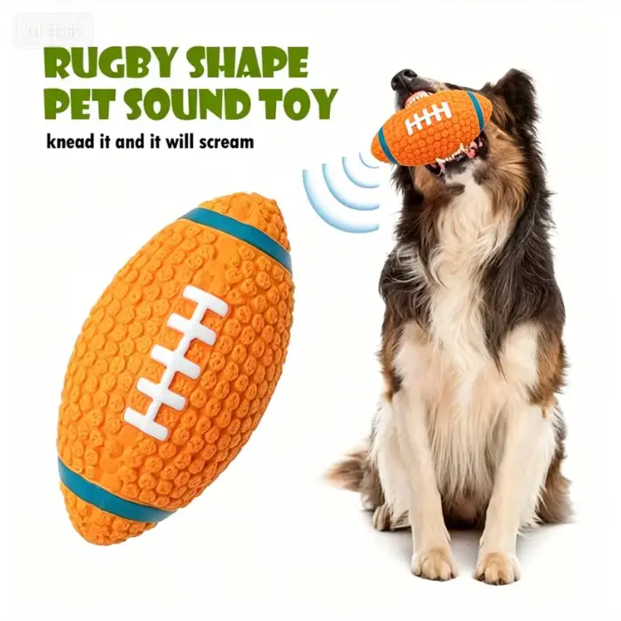 Jouets en latex, ballons de rugby qui font du bruit