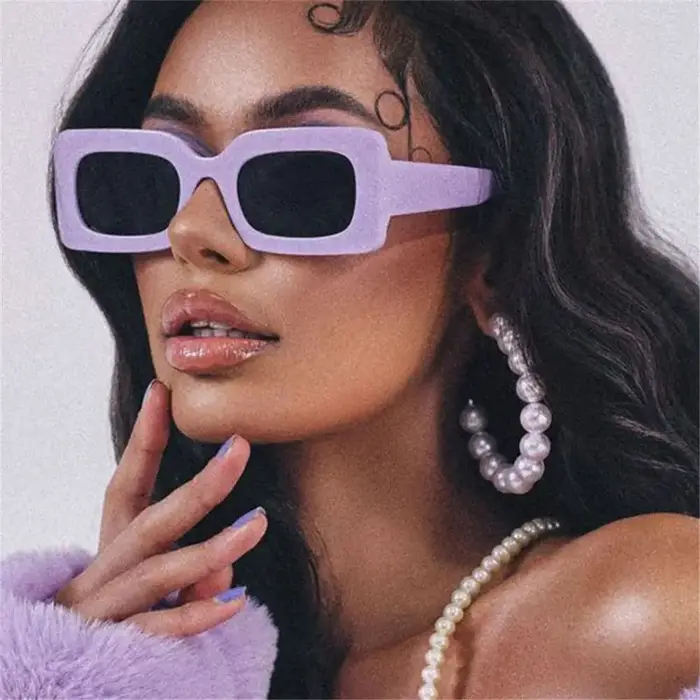 Lunettes de soleil rectangulaires à grande monture pour femmes, lunettes carrées violettes, lunettes