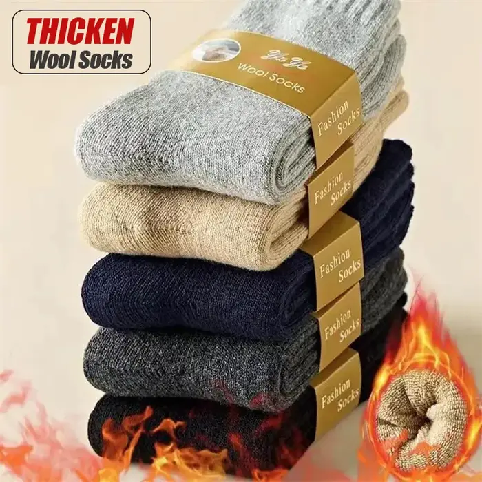 Chaussettes chasse hiver laine mérinos ultra épaisses - 5 paires confortables pour grand froid EU38-46