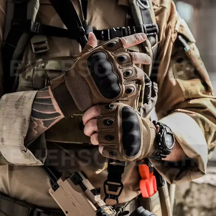Gants de combat mi-doigts Emersongear EM9348 protection tactique pour chasse randonnée entraînement