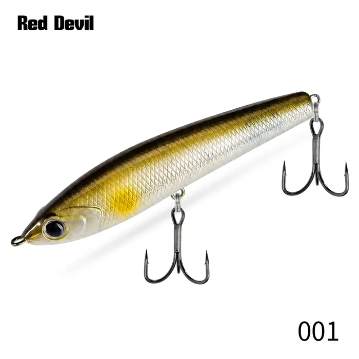 Leurre de pêche flottant Hunthouse Red Devil Pencil, appât dur de surface 75mm 6g, stickbait pour ac