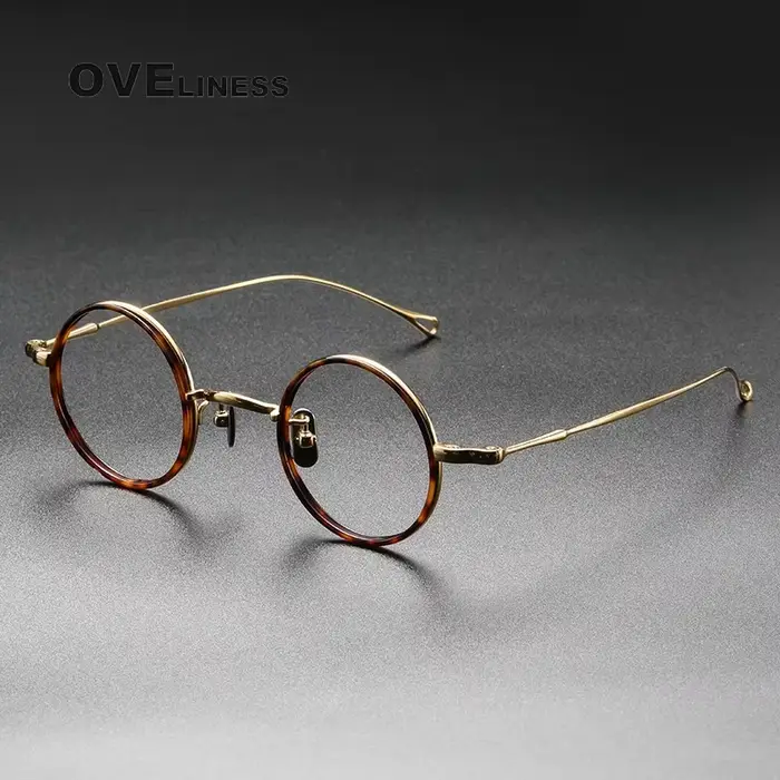 Monture de lunettes en titane pur hommes Vintage rond nouvelle marque Design montures de lunettes fe
