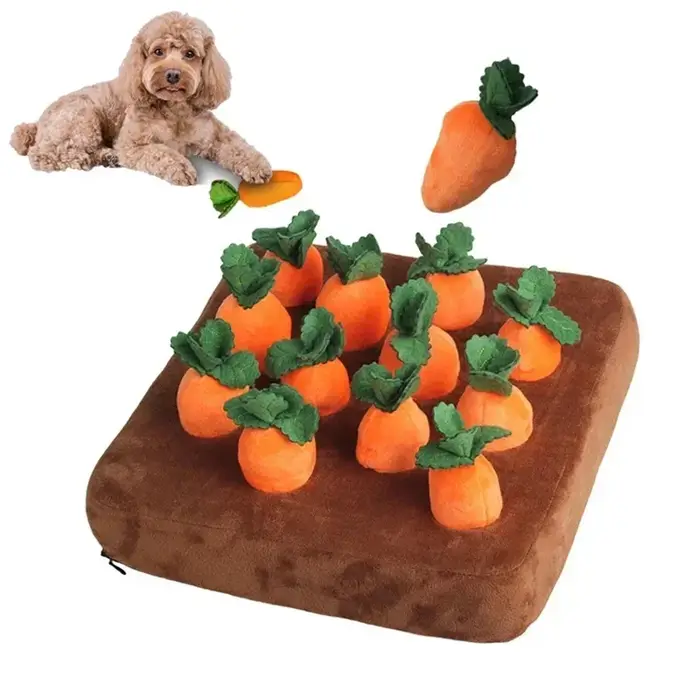 Jouets pour chiens tapis de reniflage pour animaux de compagnie en peluche carotte jouet