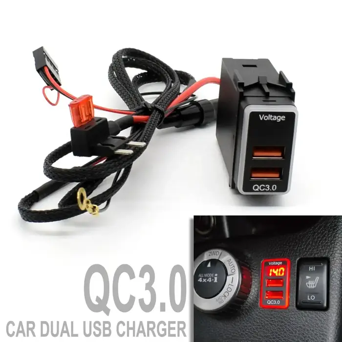 Adaptateur de charge rapide pour téléphone, QC 3.0, double USB, câble 12V pour Nissan Power Adapter,