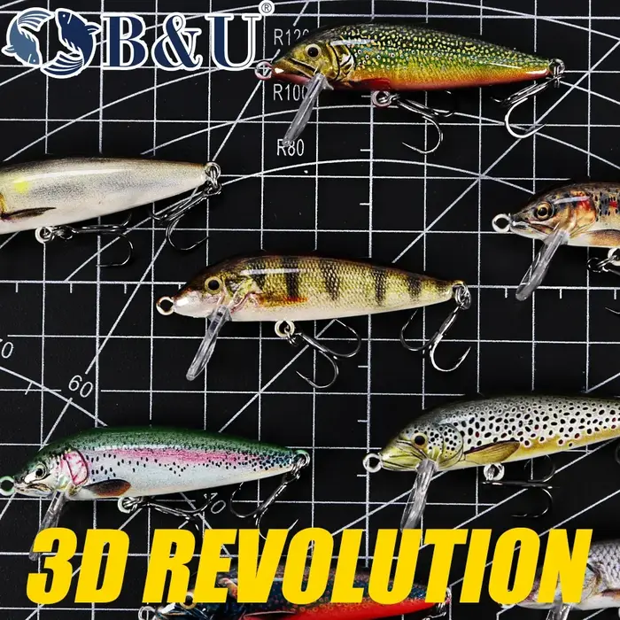 Leurre B&U sinking minnow wobblers pour brochet perche truite - Leurres durs jerkbait pour pêche carnassier